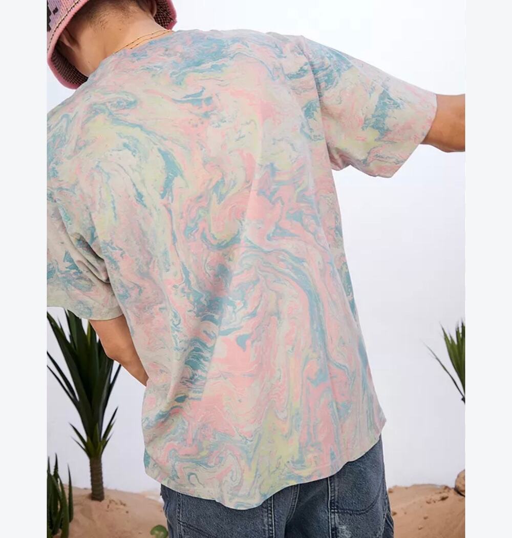 Levi's Coral Red Tab Calypso pastel marble 100 cotton Tshirt mens Large relaxed